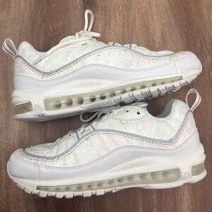 Women’s Nike Air Max 98 LX White and Gray Sneakers